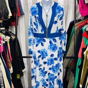 Brilliant Blue Flower Maxi Dress